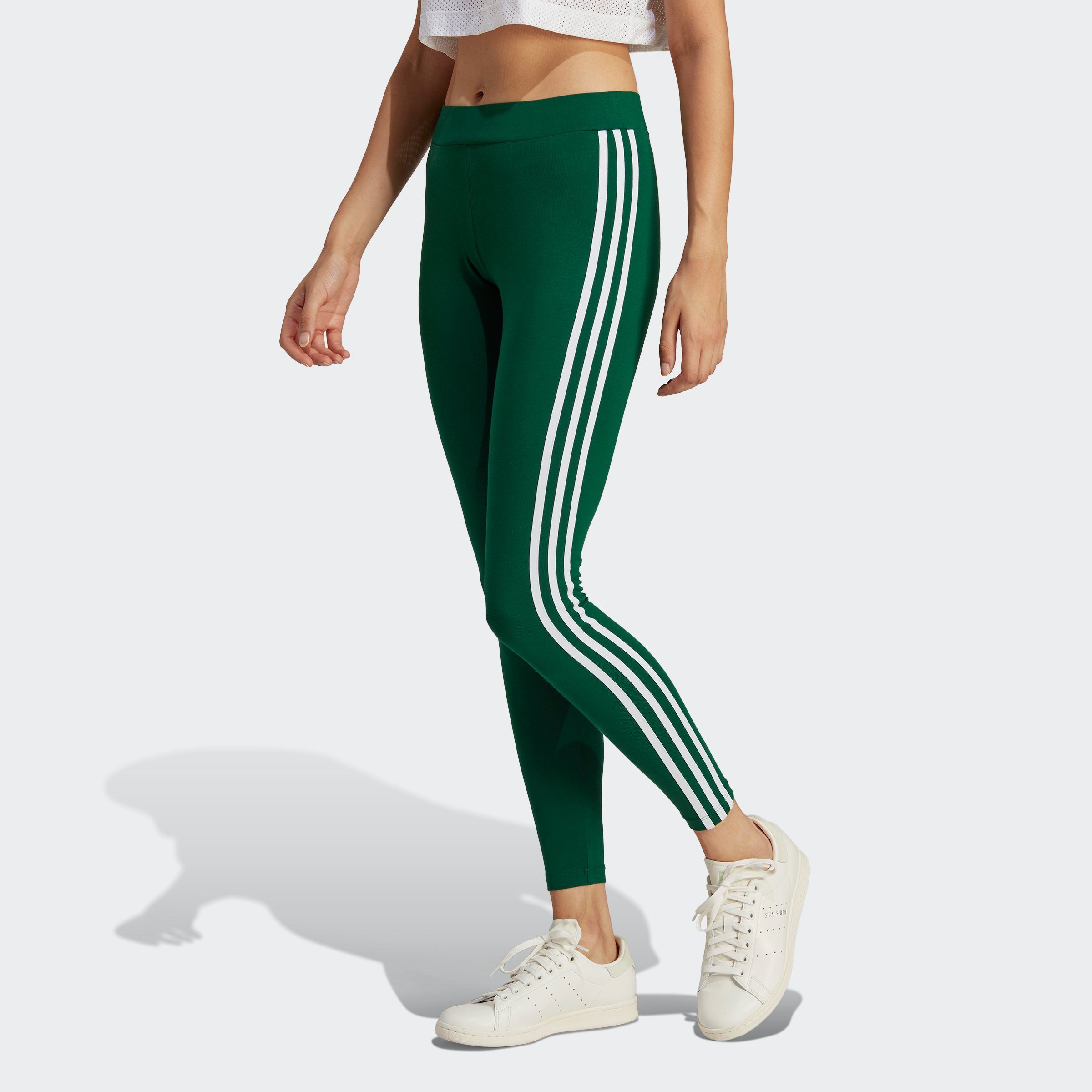 Hochbeliebte Neuware adidas Originals Leggings 3-STREIFEN ADICOLOR Green Dark CLASSICS (1-tlg)