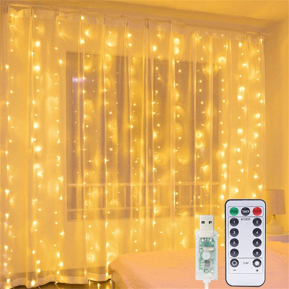 Cbei LED-Lichtervorhang Feen-Vorhang-Lichterkette für Schlafzimmer 8Farben des Lichts Stilvoll