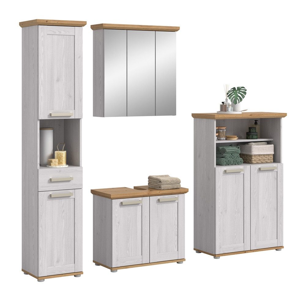 xonox.home Badmöbel-Set Badkombination Verona, 4-teilig, Sibiu Lärche / Artisan Eiche ohne, Badezimmerset