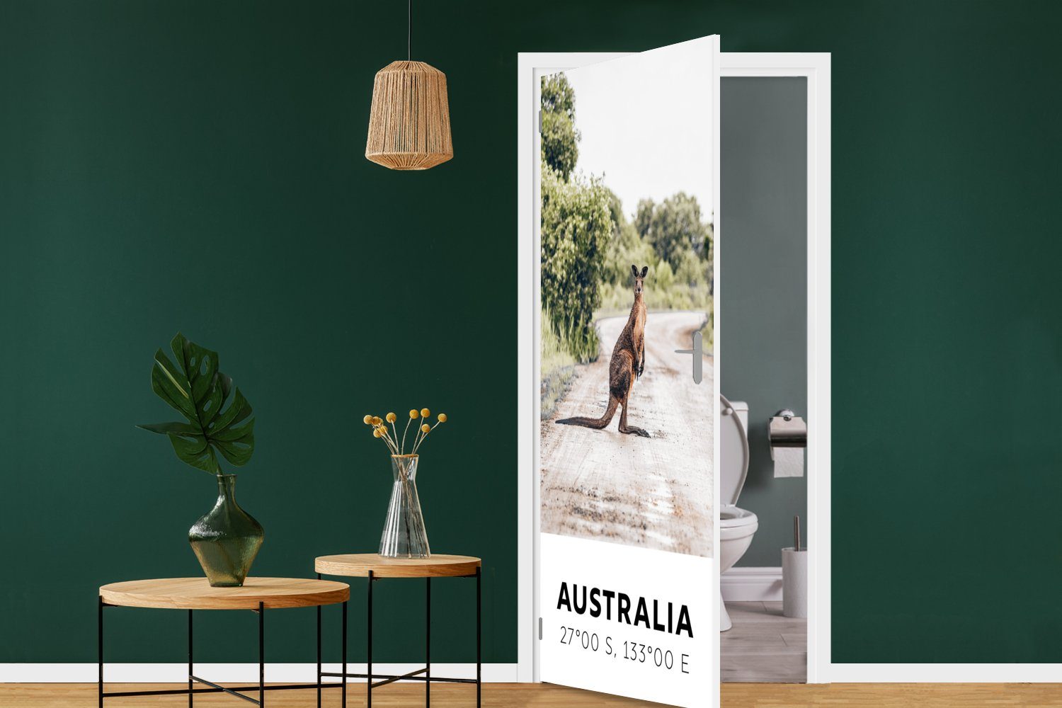 Türaufkleber, - St), Türtapete (1 - Australien Fototapete Känguru Tür, bedruckt, MuchoWow für cm 75x205 Tiere, Matt,