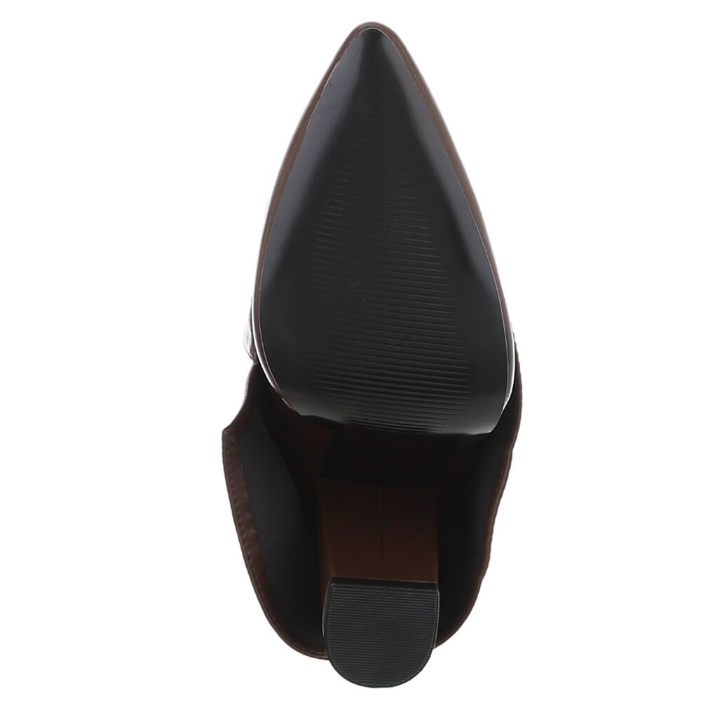 Ital-Design Elegante Stiefeletten mit umgeschlagenem Schaft für Damen High-Heel-Stiefel (90169664) Blockabsatz Stiefel in Braun