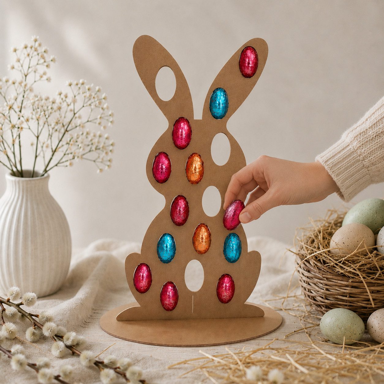 HR Direktverkauf GmbH Osterhase Kalender zum Befüllen von Schokoladeneiern, aus umweltbewusstem stabilem Material