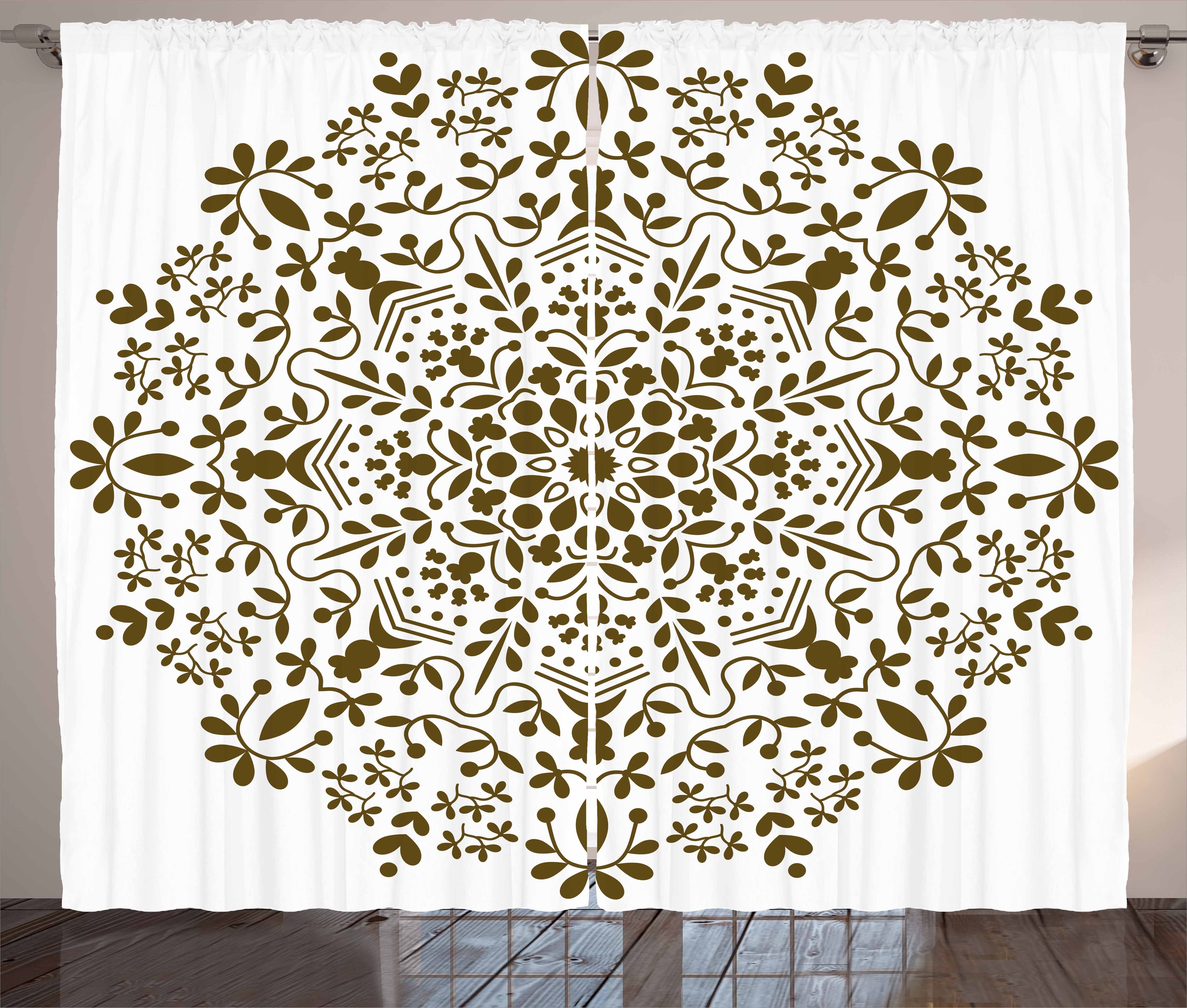Gardine Schlafzimmer Kräuselband Vorhang mit Schlaufen und Haken, Abakuhaus, Mandala Abstract Vector Floral