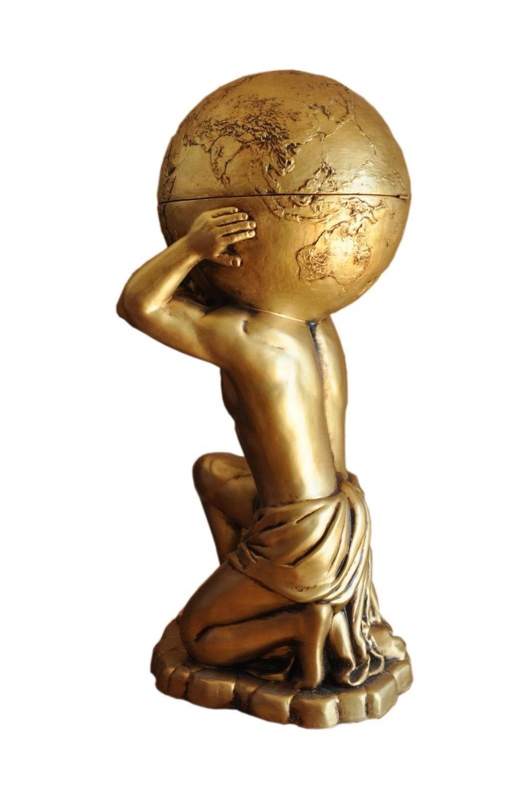 Rücken Bar Herkules dem Mehrzweckregal Antikes Globus Griechische auf Atlas Skulptur Wohndesign Mini