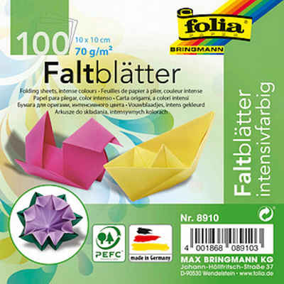 Folia Bastelkartonpapier Folia Faltblätter INTENSIV mehrfarbig, 10x10