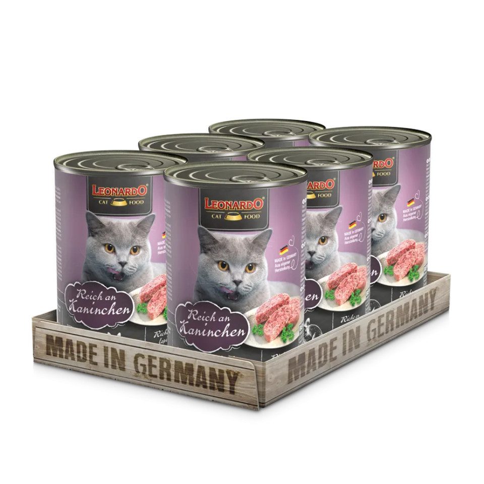 Leonardo Catfood Kaninchen - hochwertiges Nassfutter ohne Getreide & Zucker 6x400g, Nassfutter für: Katzen