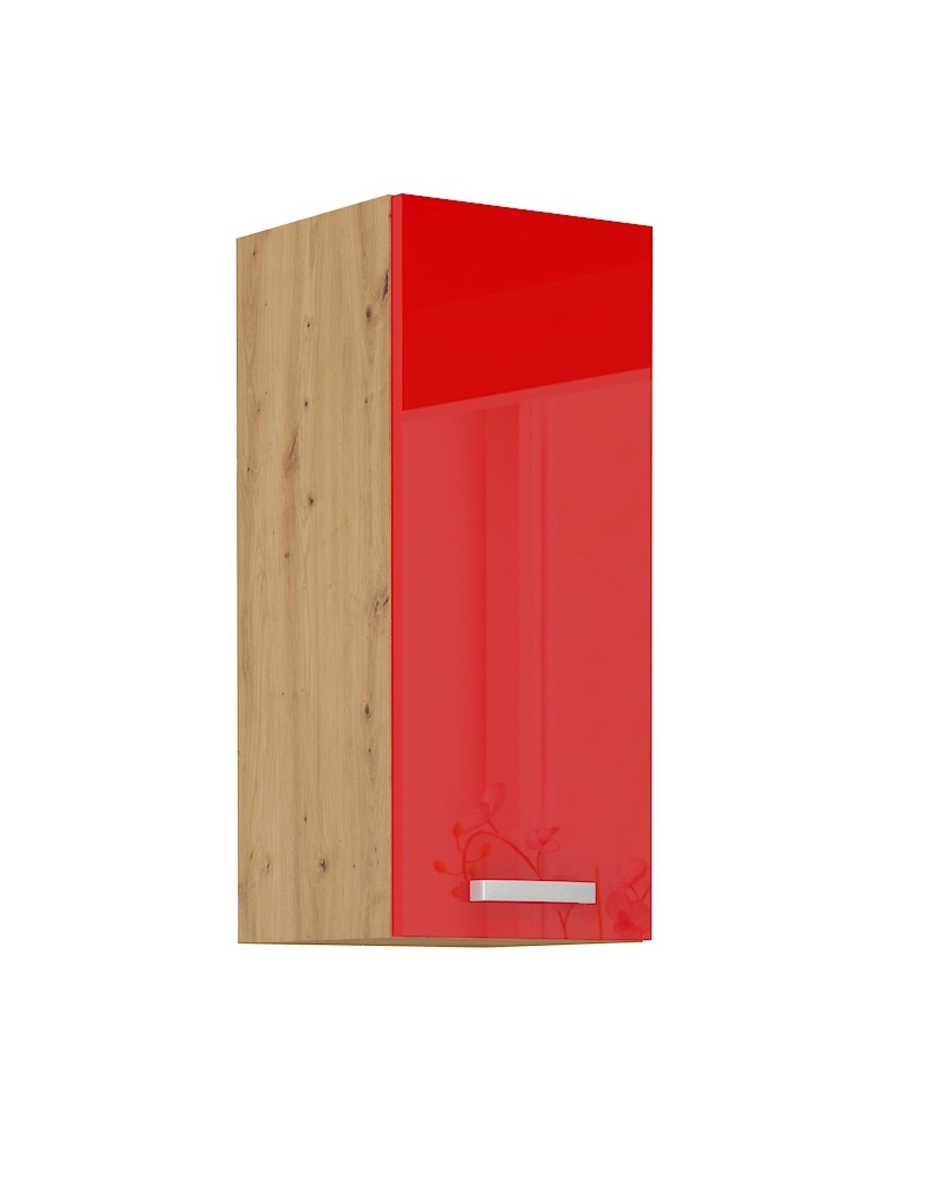 Küchen-Preisbombe Hängeschrank 30 cm Eiche Rot Küchenzeile Küchenblock Hochglanz + Artisan Küche