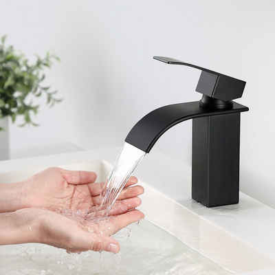 CECIPA Waschtischarmatur Waschtischarmatur - Wasserhahn Bad - Armatur Einhebelmischer-Schwarz