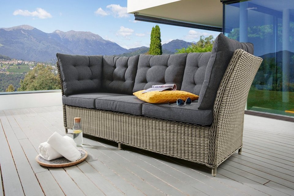 Destiny Loungesofa PALMA, Polyrattan, 3 Sitzplätze, inkl. Auflagen, Gestell  aus wetterfestem Aluminium, stabil und dennoch leicht