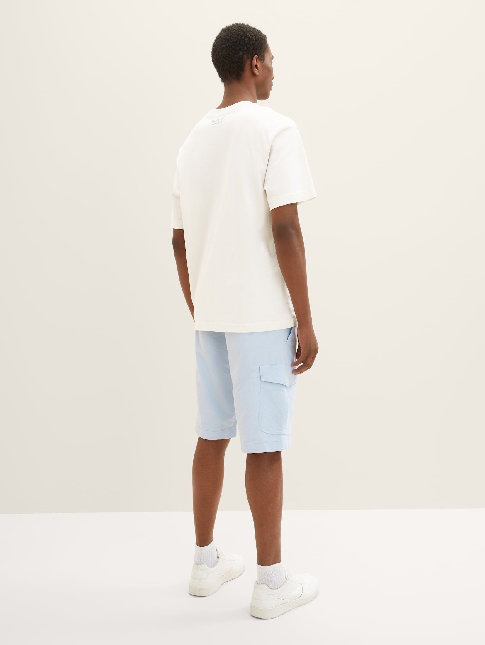 chambray mit TAILOR blue Gürtel Bermudas white Cargoshorts TOM