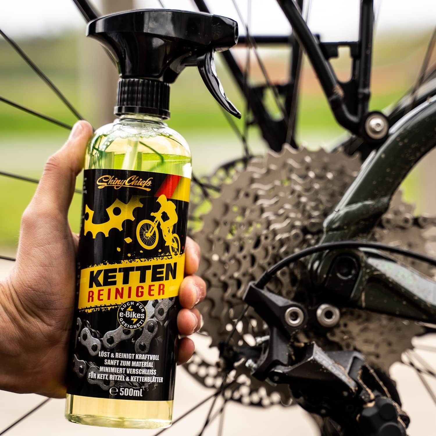 ShinyChiefs 500ml Reinigungsspray hartnäckige BIKE Reiniger für Ablagerungen KETTENREINIGER (1-St)