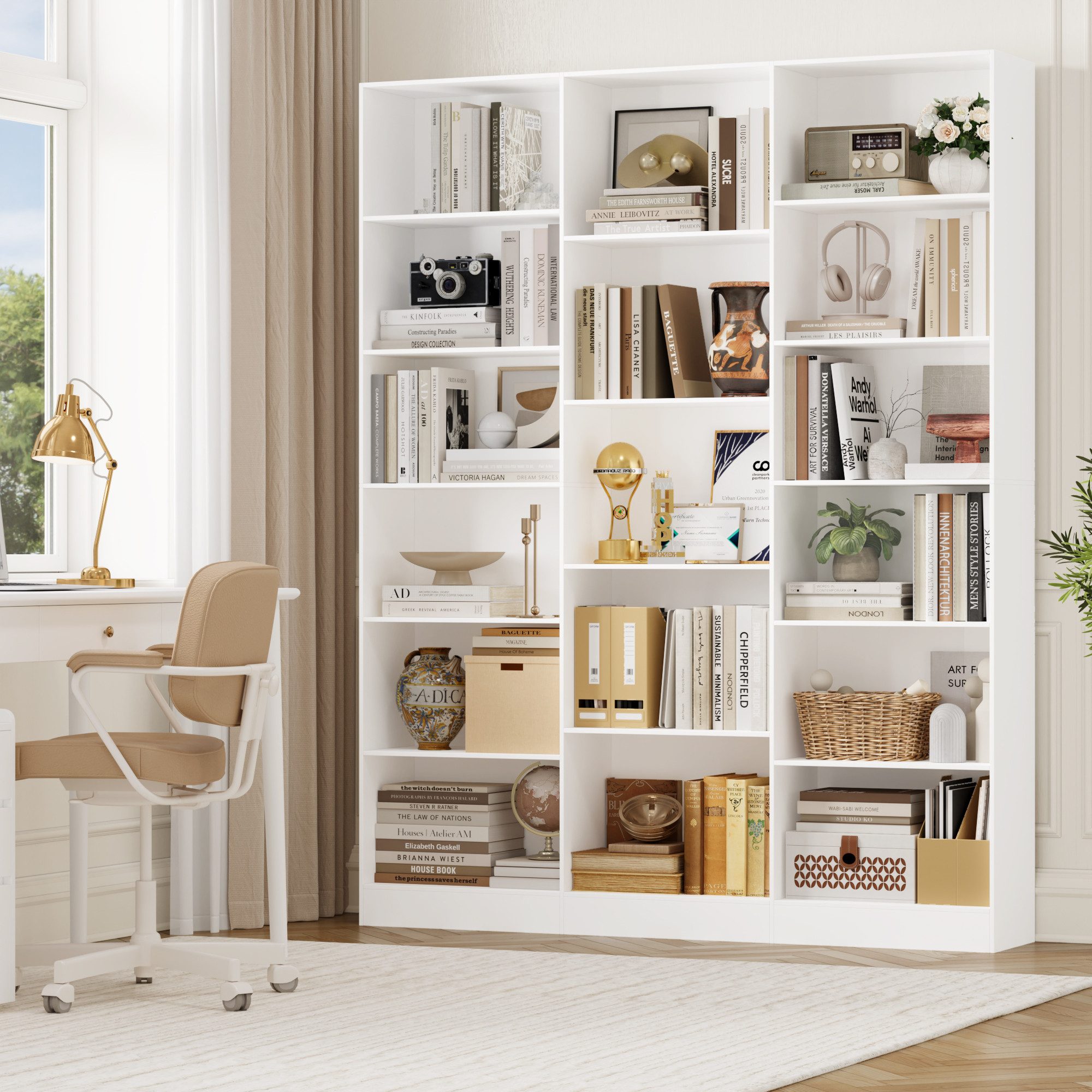 Homfa Bücherregal 188cm Standregal Büroregal Bücherschrank, mit 17 Fächern, 149x23,5x188cm – Bild 3 von 5