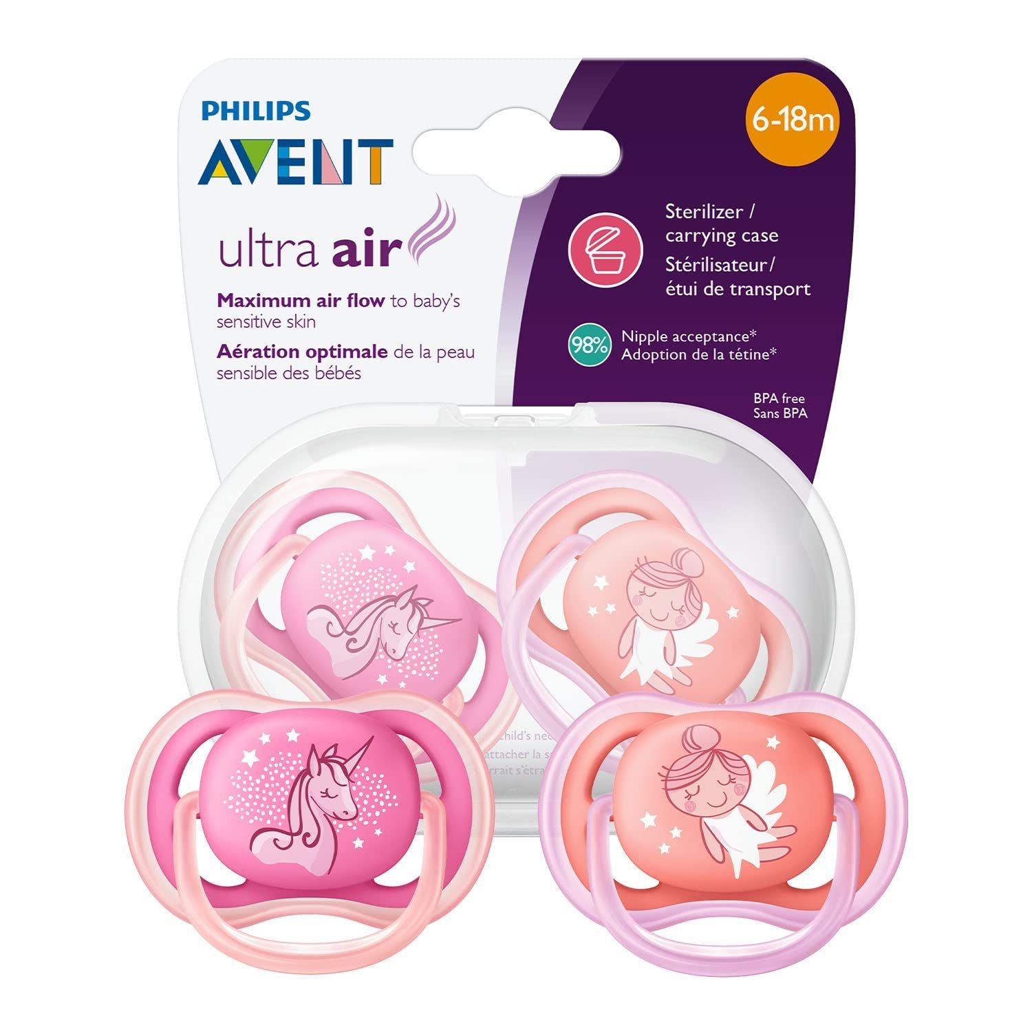 Philips AVENT Schnuller Philips Avent Löchern Ultra (Modell Air mit Kiefergerecht Schnuller SCF345/22), & 6-18Monate extragroßen