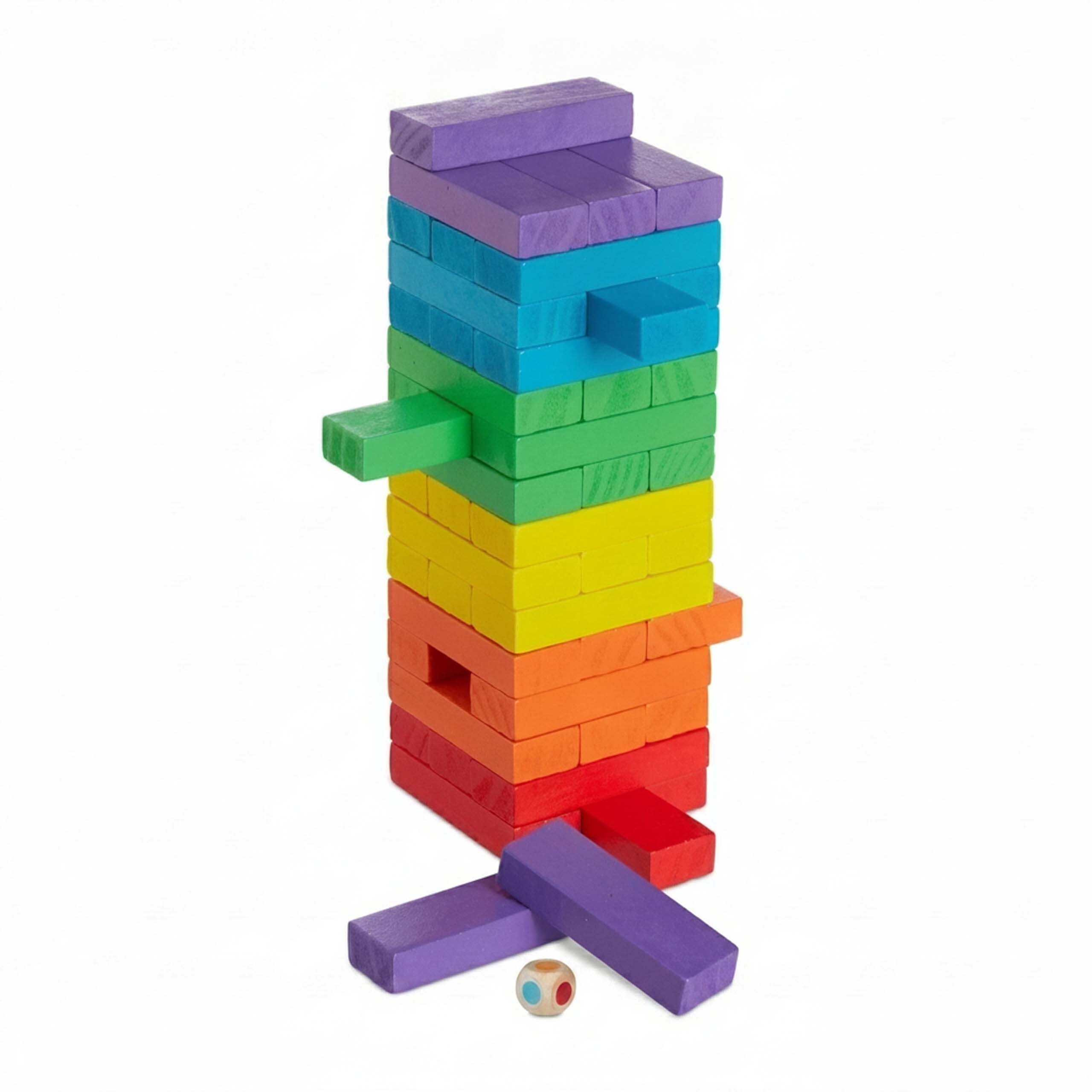 relaxdays Stapelspielzeug Holz Wackelturm bunt