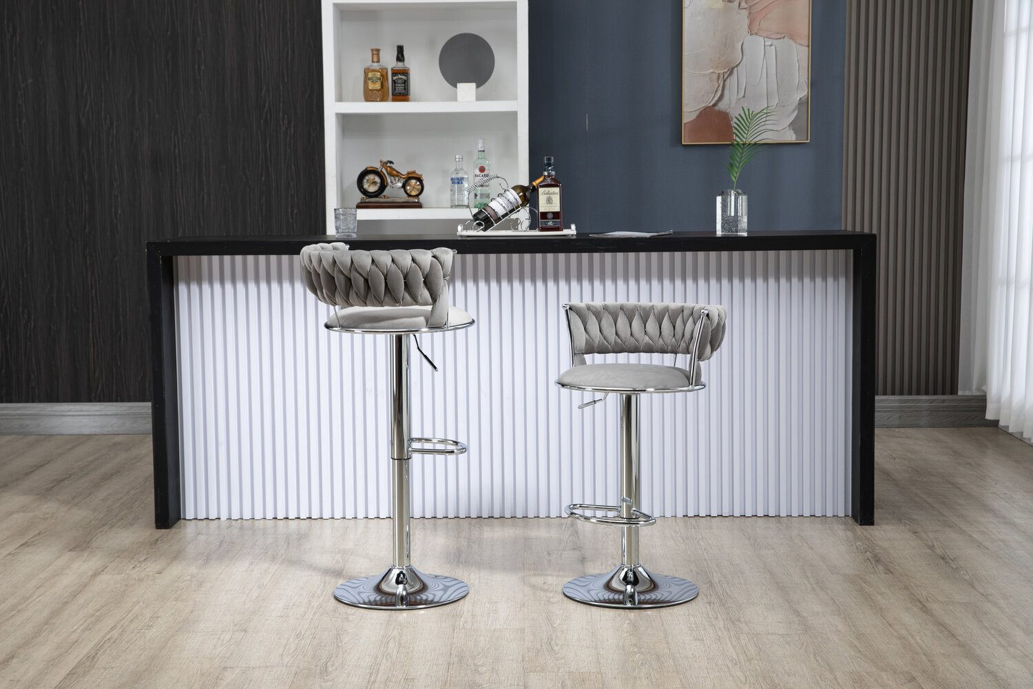LVHOM Barhocker silber/goldene Stuhlbeine, Moderne Samt-Hochstuhl/Barstuhl günstig online kaufen