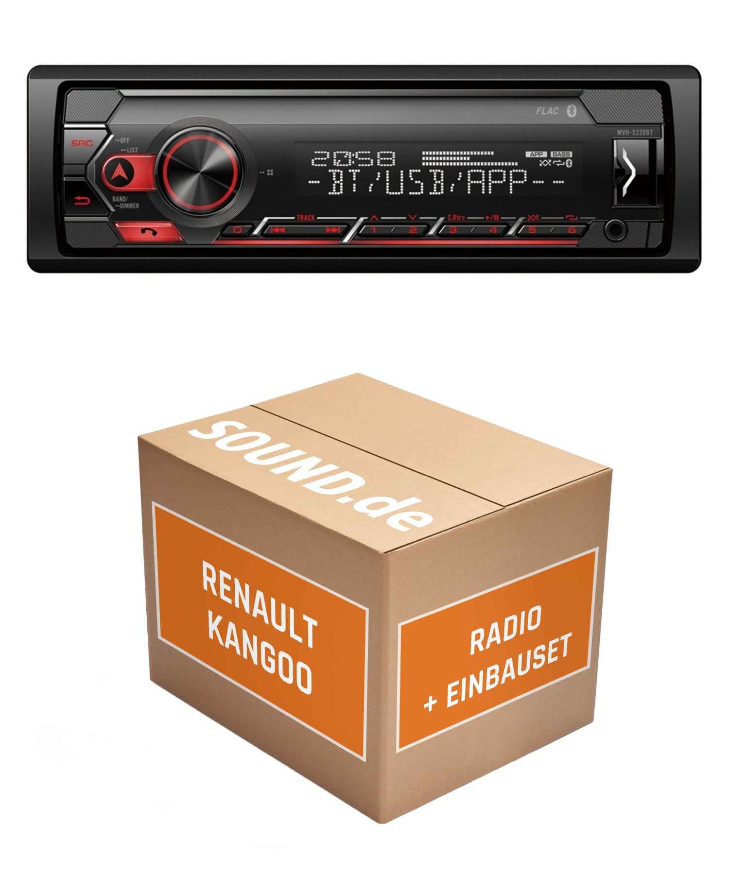 JUST SOUND best choice for caraudio Autoradio Pioneer MVHS320BT Renault Kangoo 1 Tuner List Display extern Autoradio (RDS, Abnehmbares Bedienteil, AM/FM Radio, Animiertes Display, Bluetooth, AUX Eingang, 1 DIN)