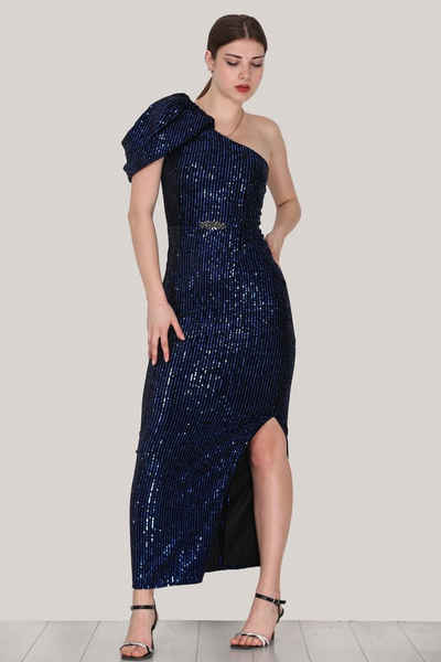Modabout Abendkleid Langes Abendkleid Maxikleid mit Schulterfrei - NELB0553D9549SKS (1-tlg)