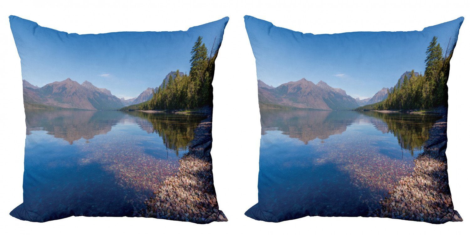 Kissenbezüge Modern Accent Doppelseitiger Digitaldruck, Abakuhaus (2 Stück), Glacier Nationalpark Waldszene