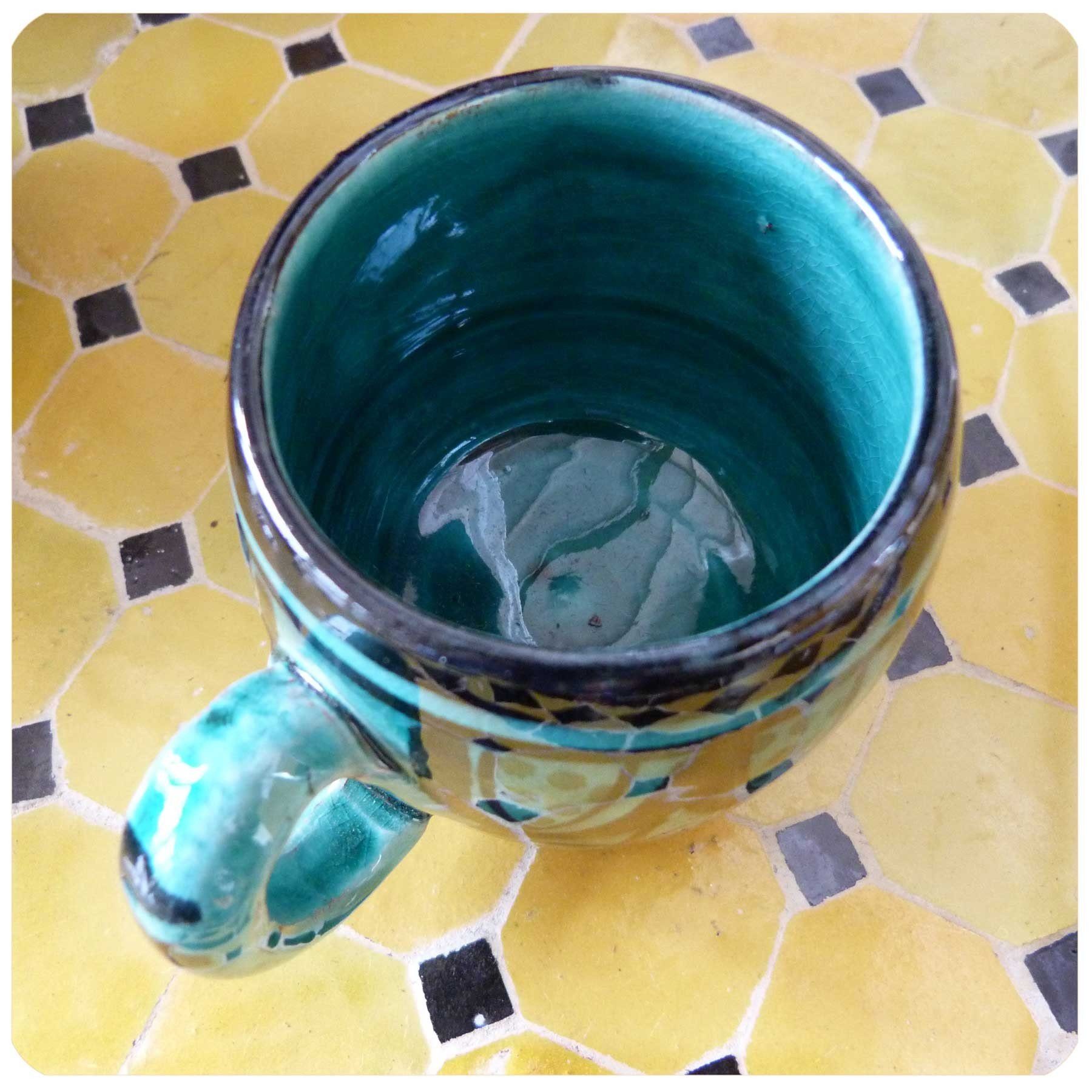 marokkanische handbemalt, Tasse Grün Keramik SIMANDRA Bemalung Klein Tasse Keramik
