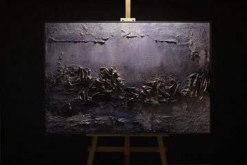 YS-Art Gemälde Trugschein, Abstraktes Leinwand Bild Handgemalt Schwarz Gold mit Rahmen