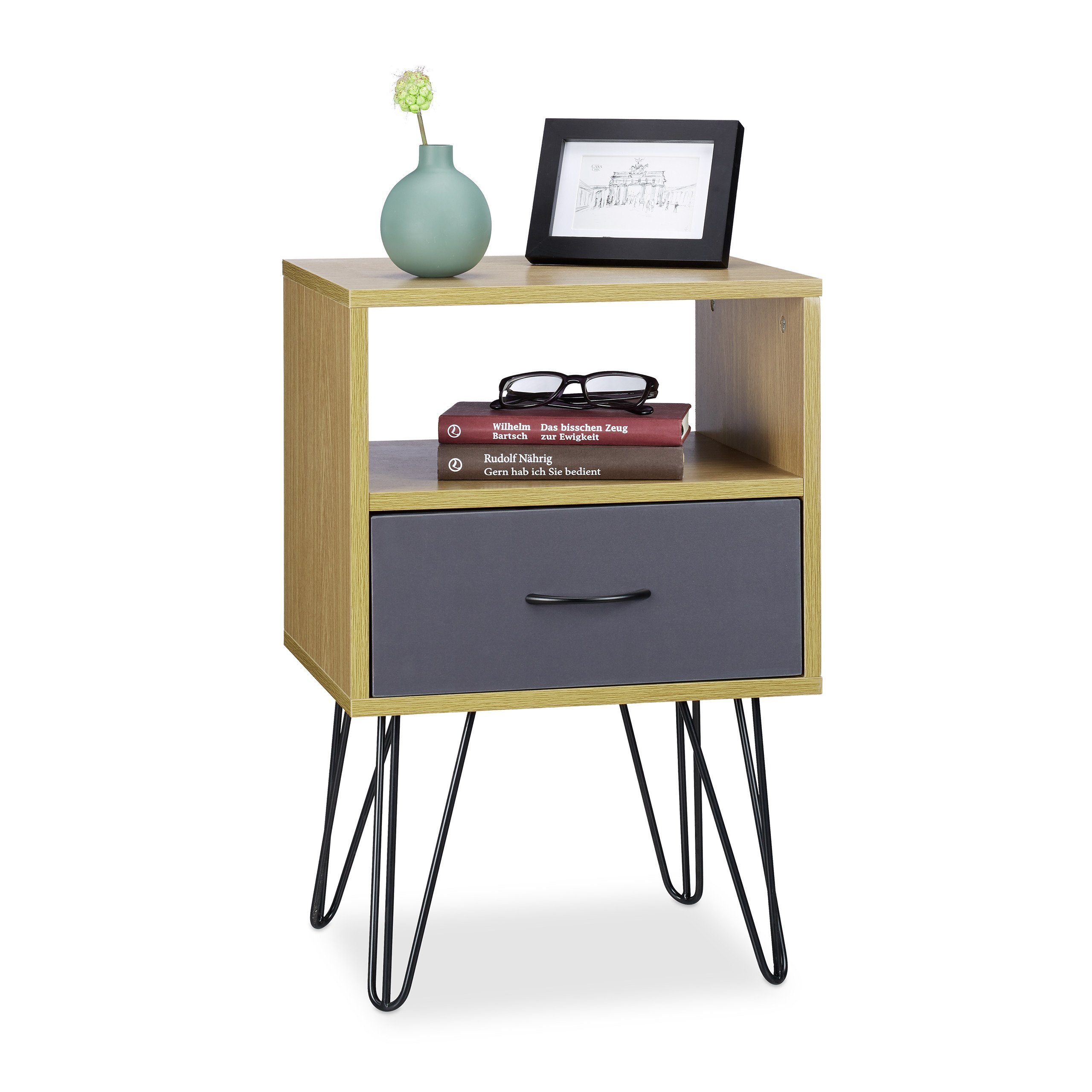 relaxdays Nachtschrank Retro Nachtschrank günstig online kaufen