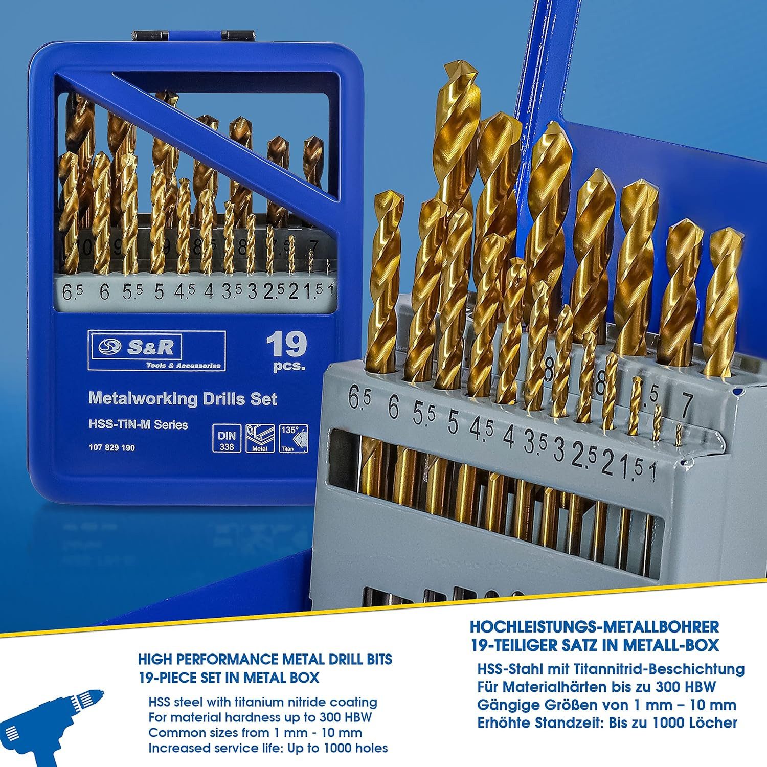 S&R Metallbohrer in Industrie-Qualität, HSS-G TITANIUM günstig online kaufen