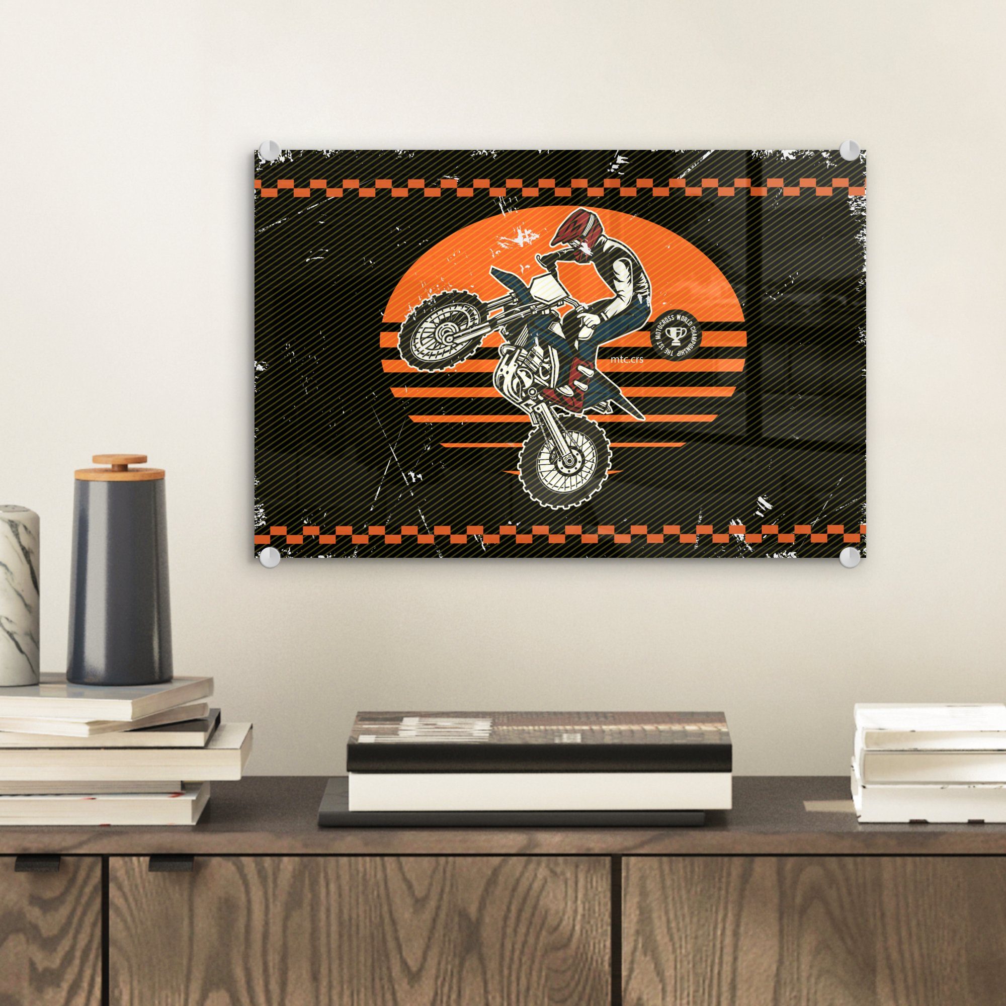 - Design, auf Acrylglasbild Glasbilder - Motorrad Foto Wandbild - MuchoWow auf Bilder (1 Wanddekoration - Glas - Oldtimer Glas St),