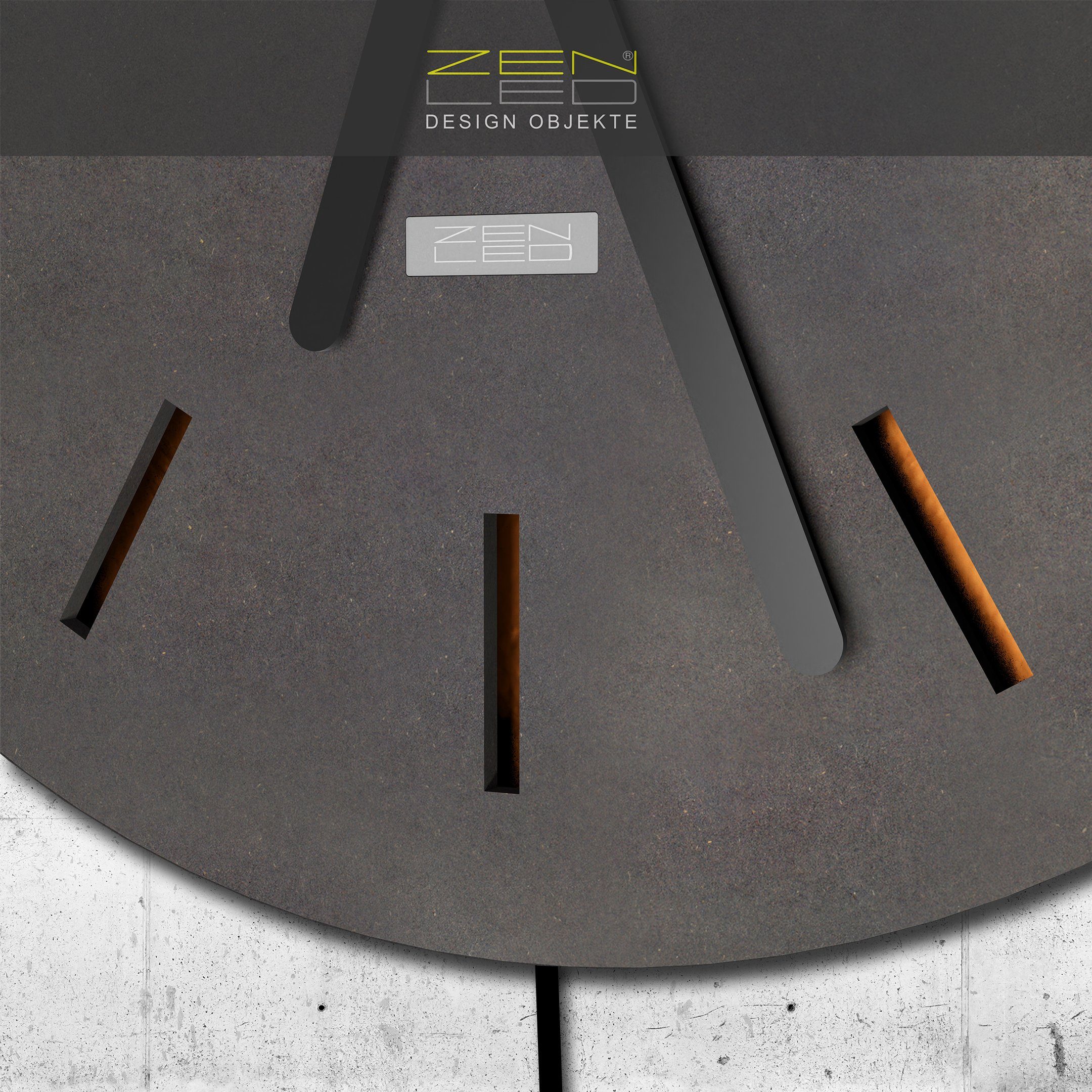 KUPFER GROTTO mit Wanduhr Fernbedienung) Kupfer (ausgeleuchtet Schwarz 3D-Lichteffekt Deko luxus warm-weissen Wand Holz über mit ZENLED - steuerbaren in mit RUND LEDs Ø40cm Stundenstrichen