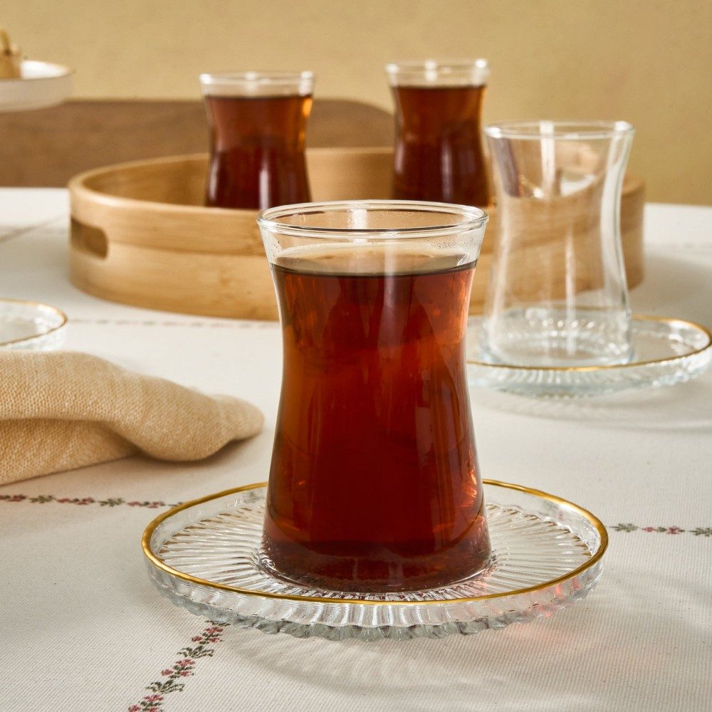 Karaca Чайный сервиз Karaca Nilufer 12-Piece Turkish Tea Set for 6 People, Transparent