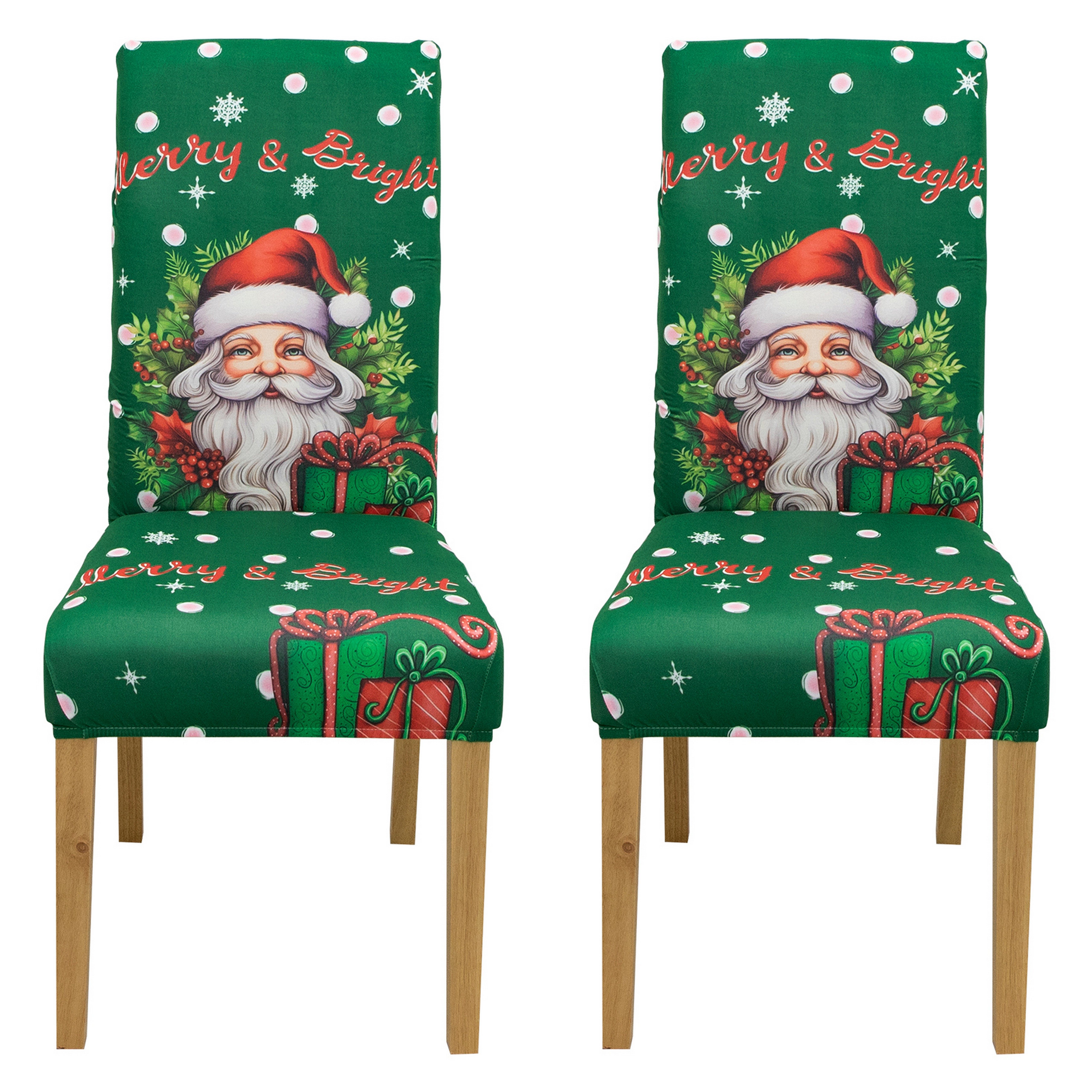 Qelus Stuhlhusse Stuhlhusse Stretch Stuhlhussen Weihnachtsmann Druck 2er/4e günstig online kaufen