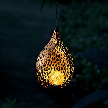 Navaris LED Gartenfackel 1x LED Solar Hängelampe Tropfen-Design - orientalisch - Solarlampe