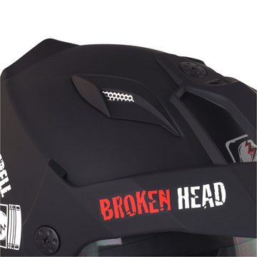 Broken Head Motorradhelm Street Rebel rot (mit klarem und rot verspiegeltem Visier), inklusive 2 Visieren, mit Sonnenblende
