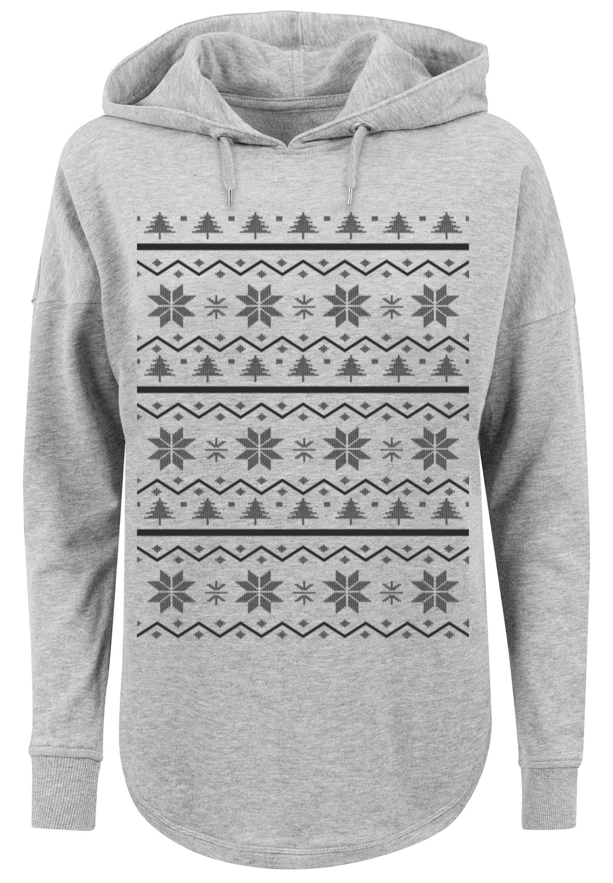 F4NT4STIC Kapuzenpullover Scandinavian Muster Print grey Weihnachten