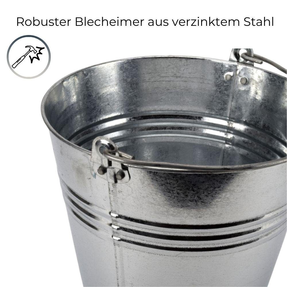 Eimer, Metall (1-tlg) Blecheimer GarPet Asche Deko Baueimer Zinkeimer Wassereimer verzinkt