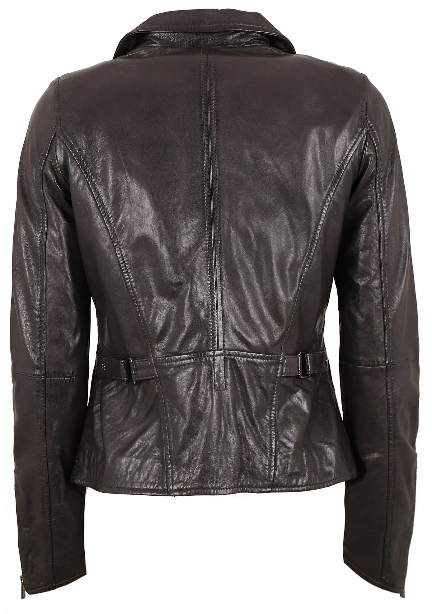 Jilani Lederjacke Enna #KJ Jilani - Damen Lederjacke Lammnappa dunkelbraun Pflanzlich gegerbt