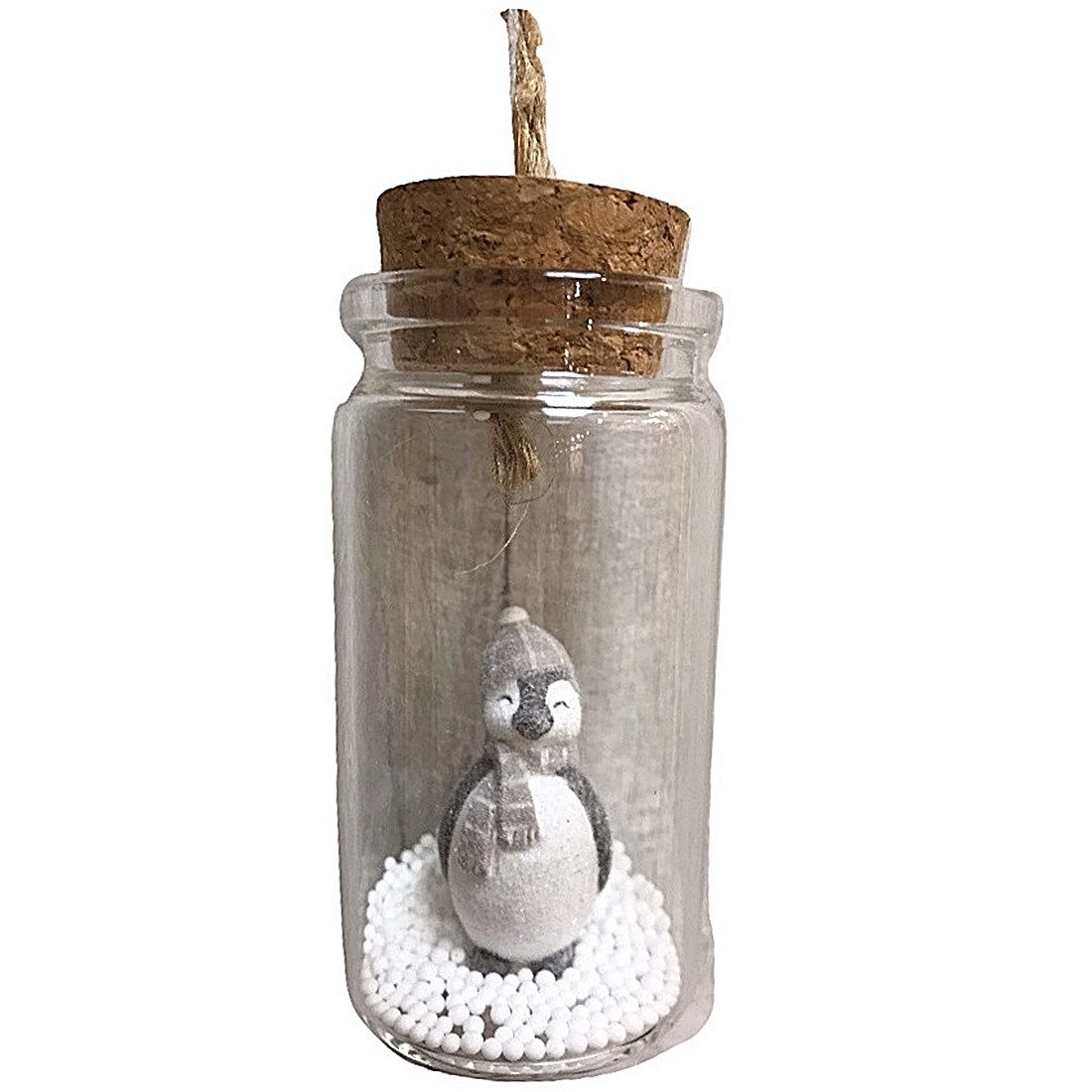 Alltagszauber Christbaumschmuck 2 Hänger PINGUIN IM GLAS - Höhe ca. 8 cm mit Kordel - Christbaumhänger (2-tlg), aus Glas