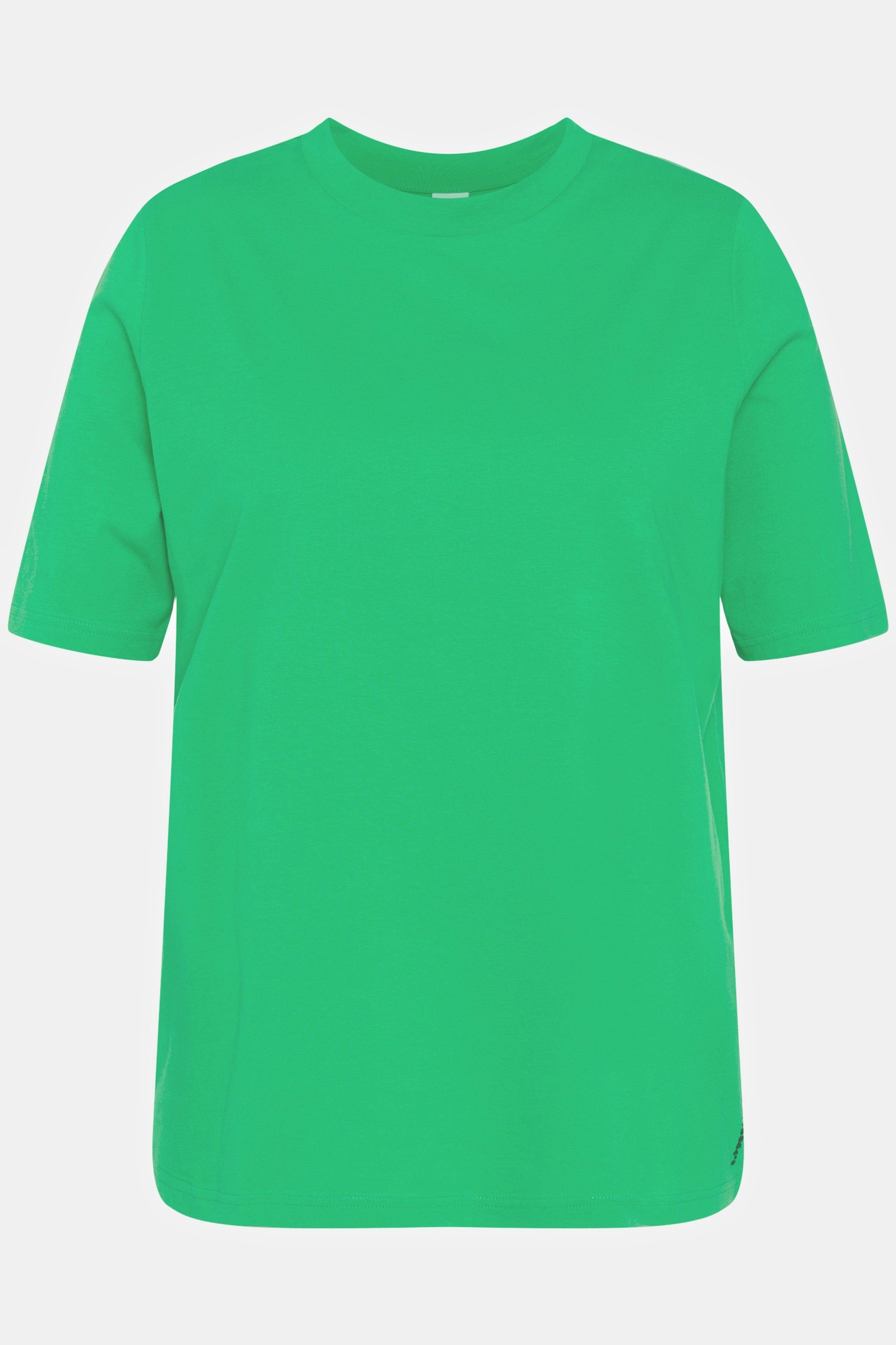 Ulla Popken Rundhalsshirt T-Shirt Stehkragen grasgrün Classic Halbarm