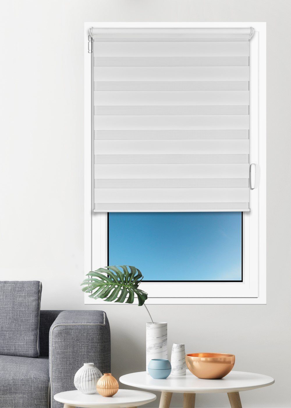 Doppelrollo Sola, Kutti, Lichtschutz, ohne Bohren, freihängend, Klemmfix, DUO-Rollo, Fixmaß, mit Klemmträger, blickdicht, Sichtschutz