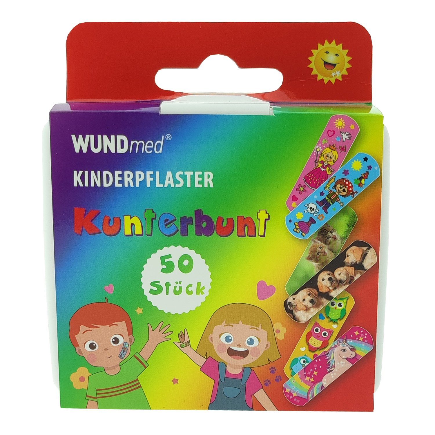 Wundmed Wundpflaster 50 Kunterbunte Kinderpflaster (Set, 50 St., Kinderspflaster), Wundpflaster Pflasterstips Heftpflaster Kinderwundpflaster