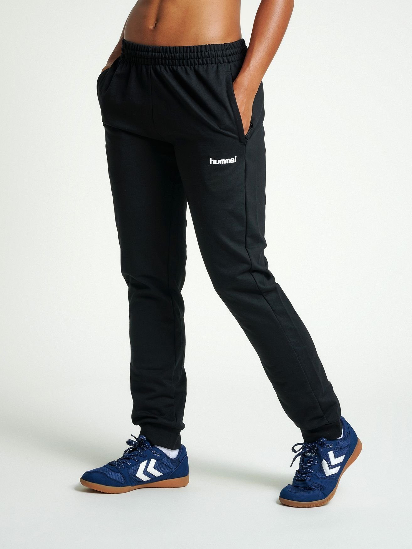 hummel Jogginghose Jogginghose Stretch Sweat Freizeit Pants mit Logo HMLGO 5145 in Schwarz