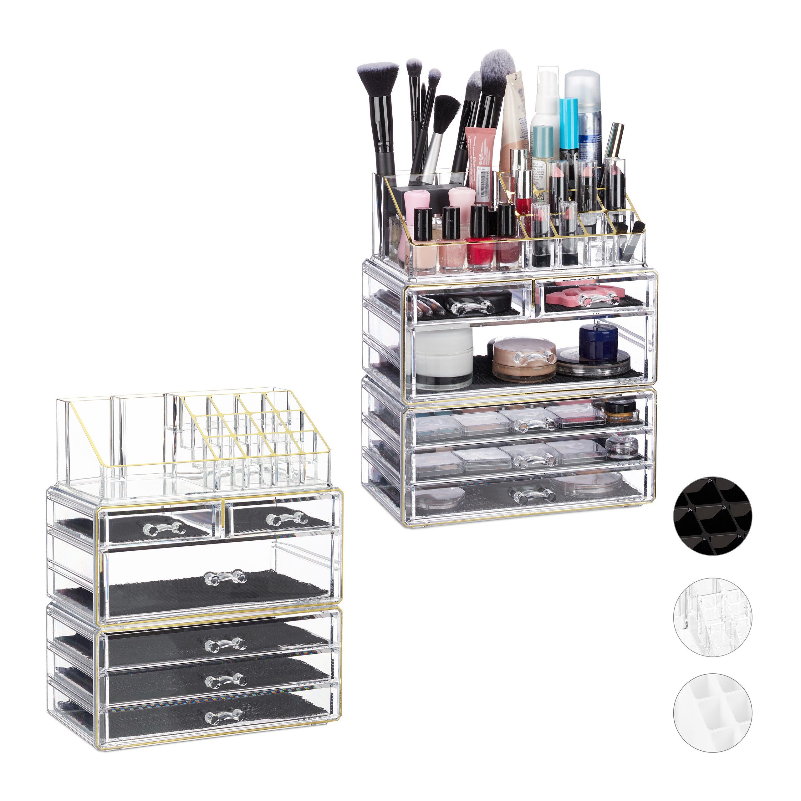 Relaxdays 2x Kosmetikorganizer Mit 6 Schubladen – Acryl-Aufbewahrung Für Make-up & Schmuck
