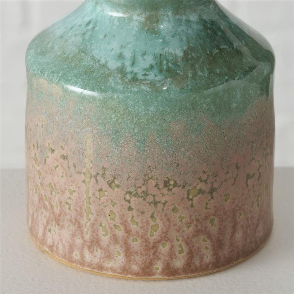 BOLTZE Kerzenleuchter Peruya, aus Steingut, Grün, Rund, 15 x 10 cm