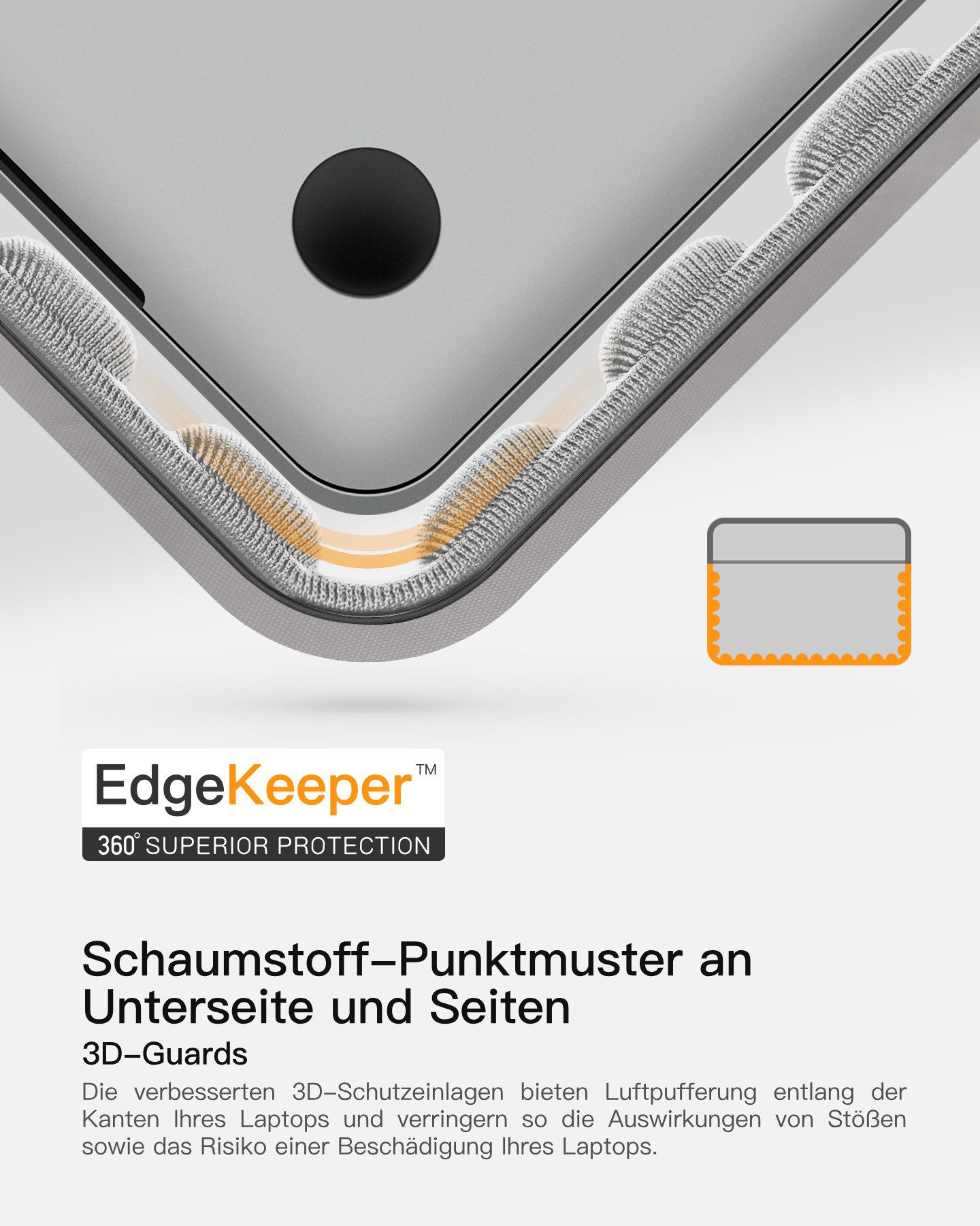 Inateck Laptop-Hülle 360° Schutz Großvolumen, für 13-14 Zoll Laptops MacBook Air Pro Neo – Bild 4 von 5