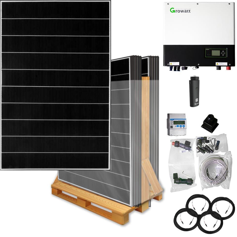 Lieckipedia 5000 Watt Hybrid Solaranlage, Basisset dreiphasig inkl. Growatt Wechse Solar Panel, Schindeltechnik