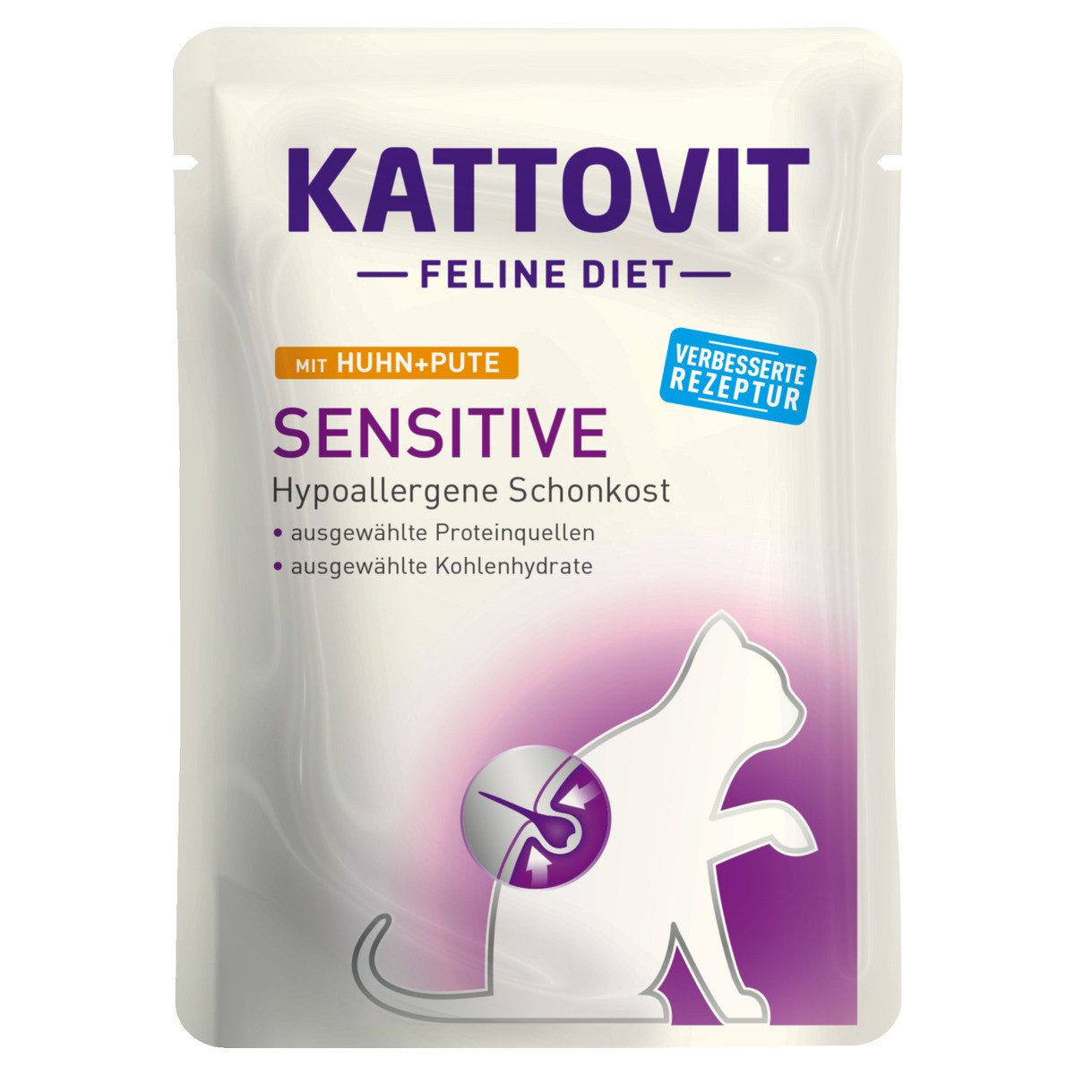Kattovit Feline Diet Sensitive Huhn & Pute 85 g - 24 Stück, Nassfutter für: Katze