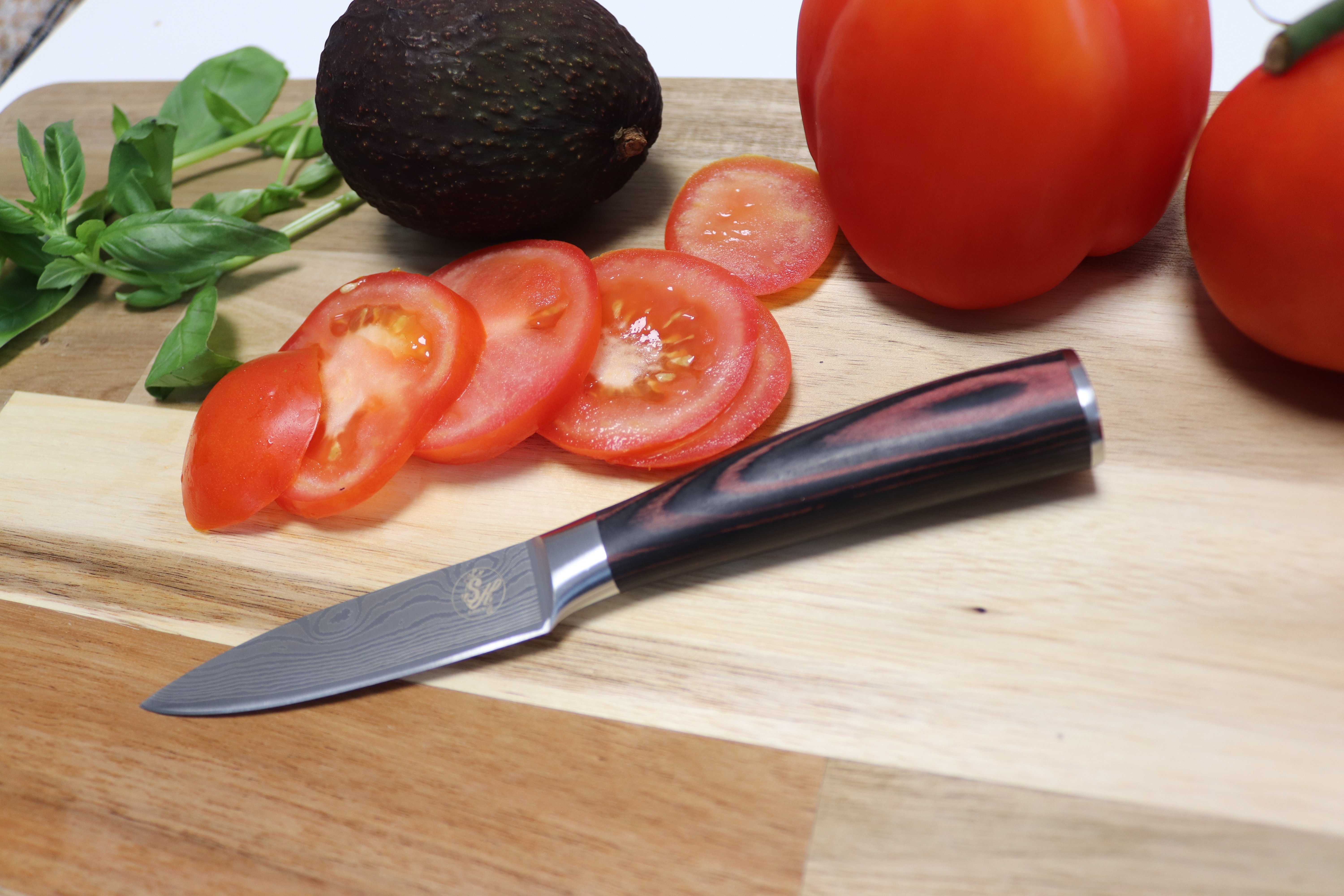 cm S-Hunter/Sauerland Geschenkkarton Messer, Obstmesser Schälmesser Fingerschutz Hunter Edelstahl Gemüsemesser, Klinge Scharf rutschfest Pakkaholz Deutsche 9 Küchen Kochmesser