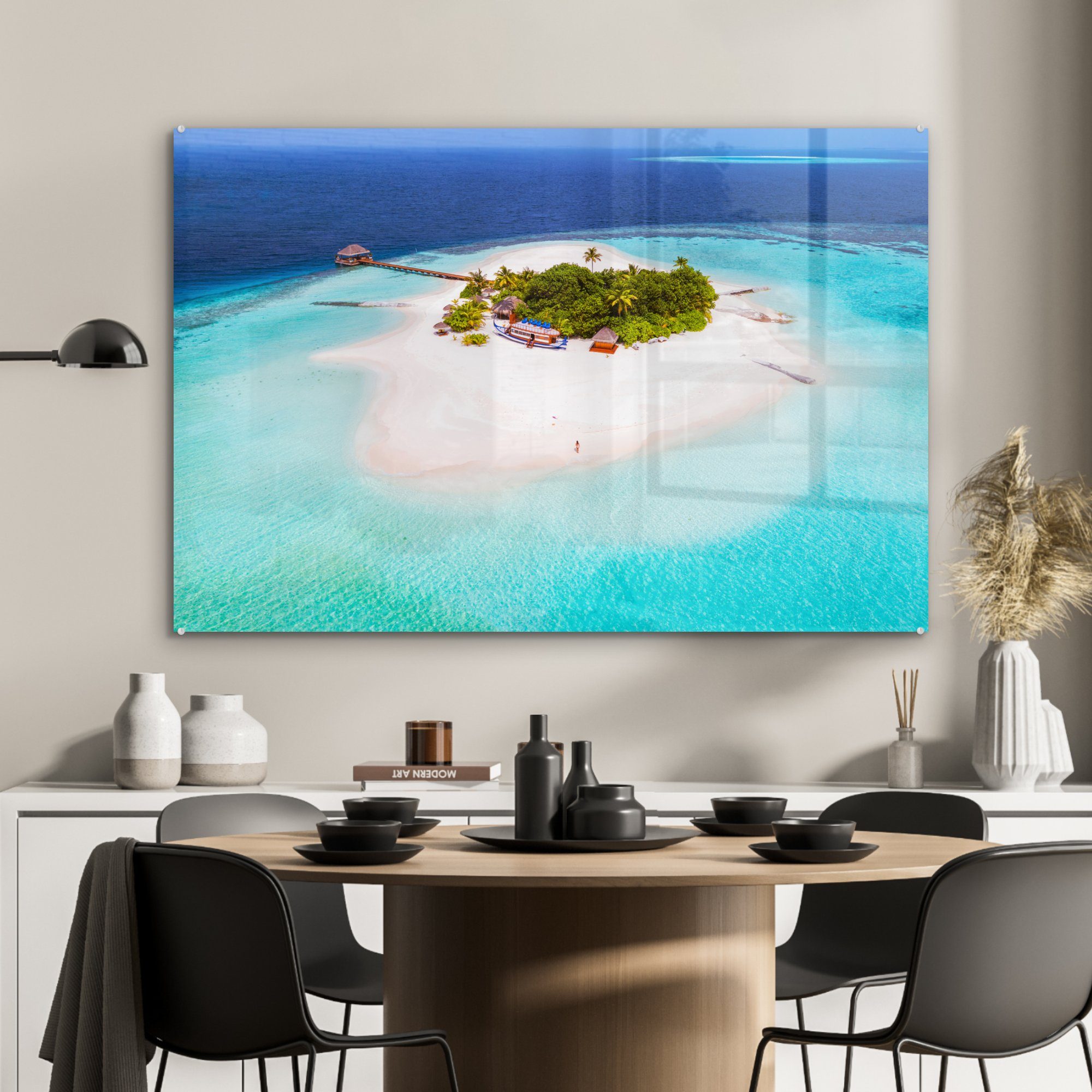 Acrylglasbild Schlafzimmer Acrylglasbilder & auf Insel (1 Malediven aus Tropische St), MuchoWow den Wohnzimmer der Vogelperspektive,