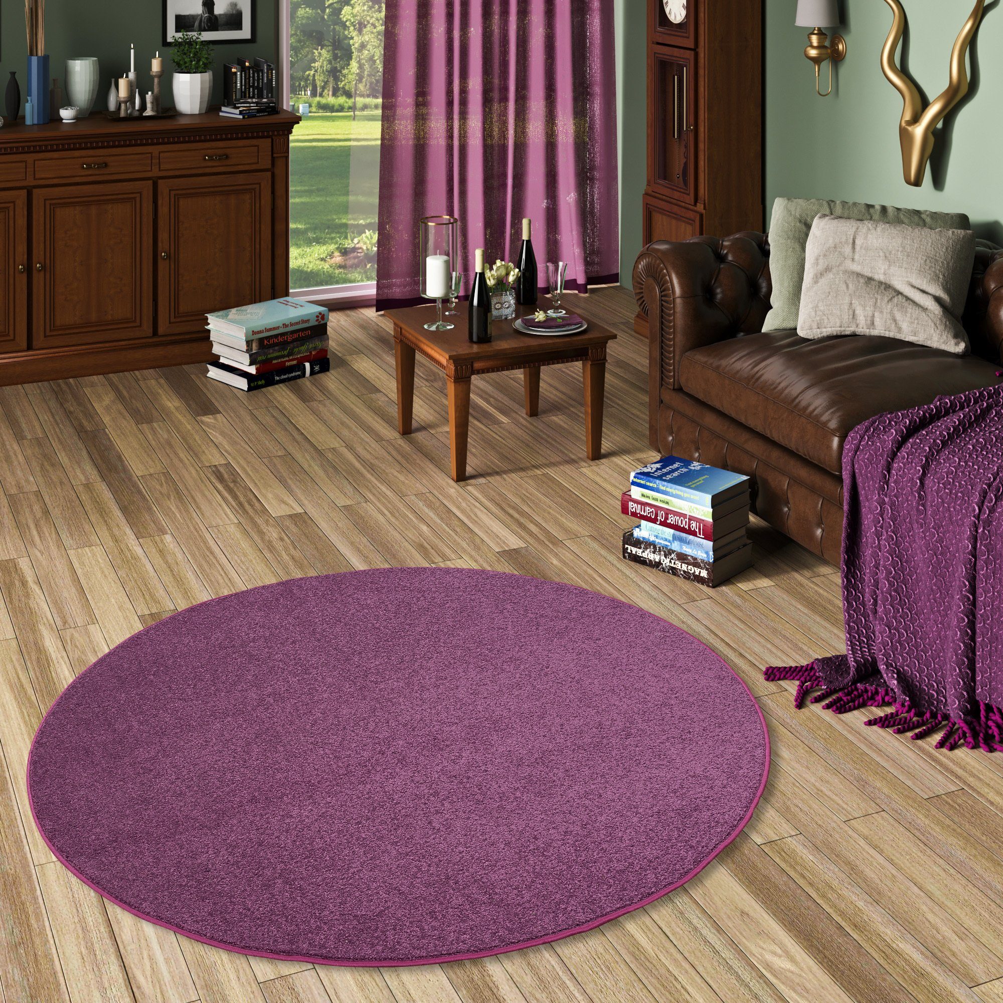 Snapstyle Veloursteppich Hochflor Velours Teppich Luna Rund, Rund, Höhe: 16 mm