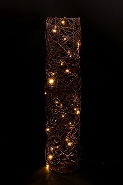 Dekoleidenschaft Dekosäule "Lichterzauber" aus Weide mit LED Lichterkette, Stehlampe Bodenleuchte, 110 cm hoch