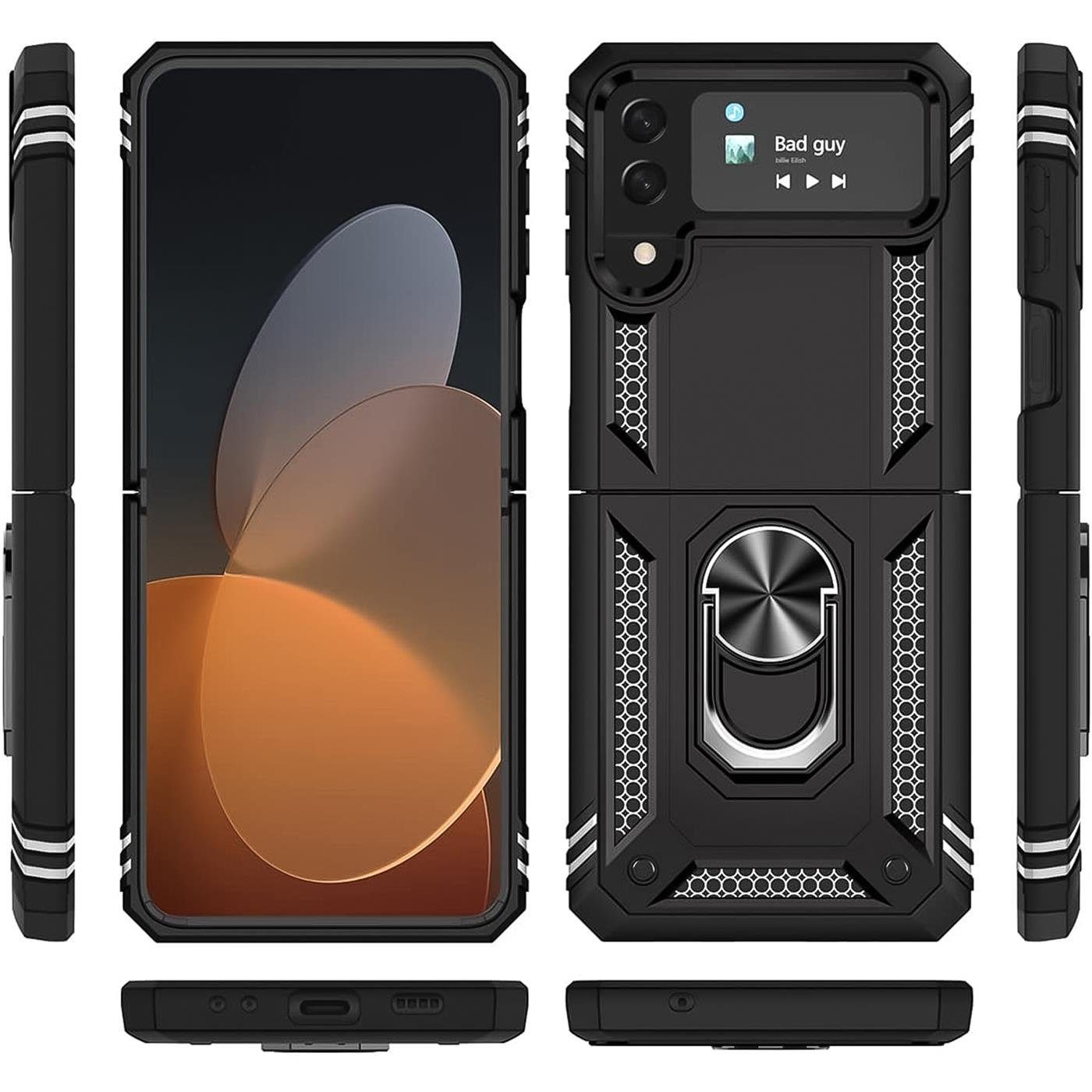 CoolGadget Handyhülle Armor Shield Case für Samsung Galaxy Z Flip 4 6,7 Zoll, Outdoor Cover Magnet Ringhalterung Handy Hülle für Galaxy Z Flip 4 5G